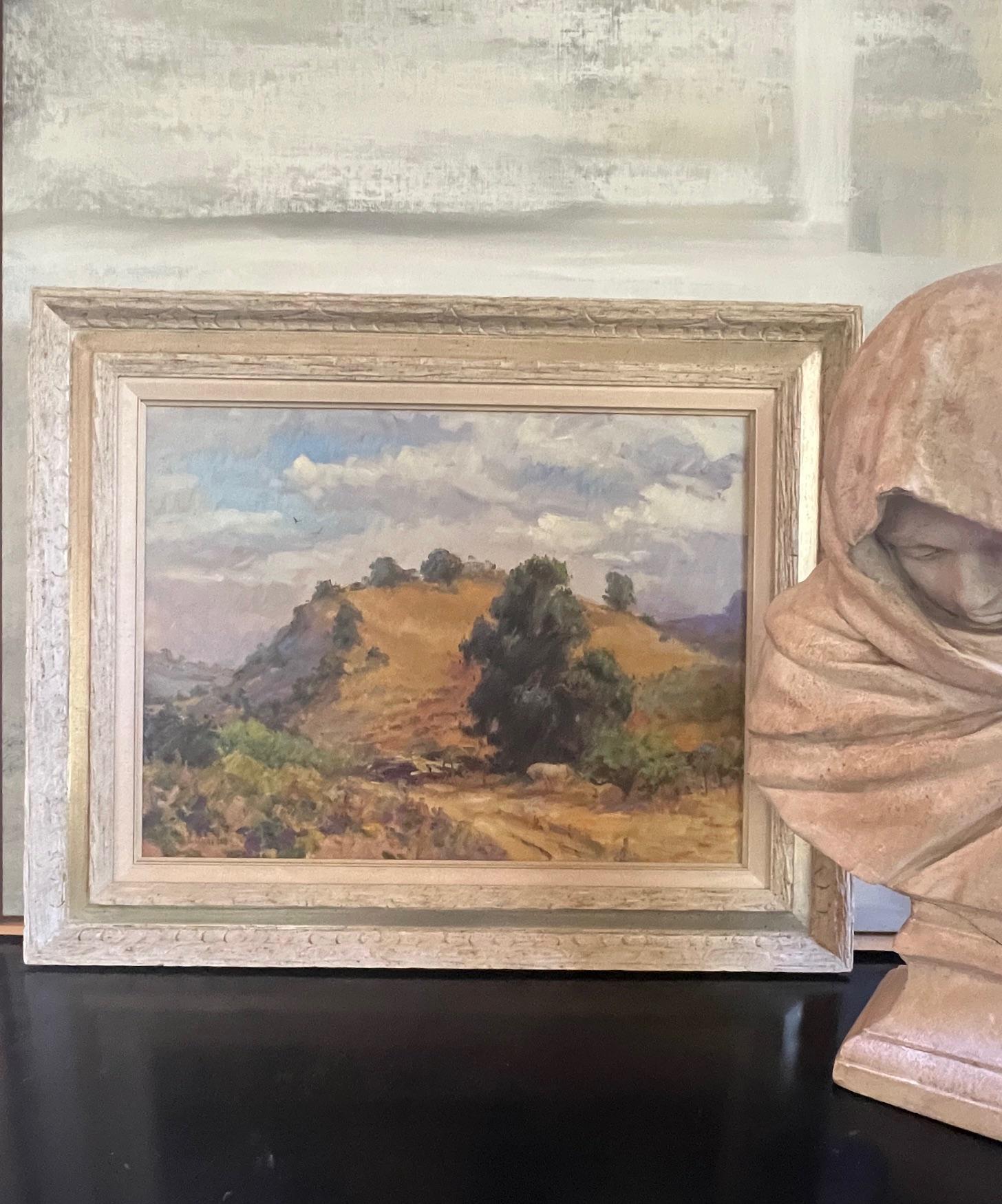 Landscape oil painting on linen canvas by artist Pam Della. The painting titled 
