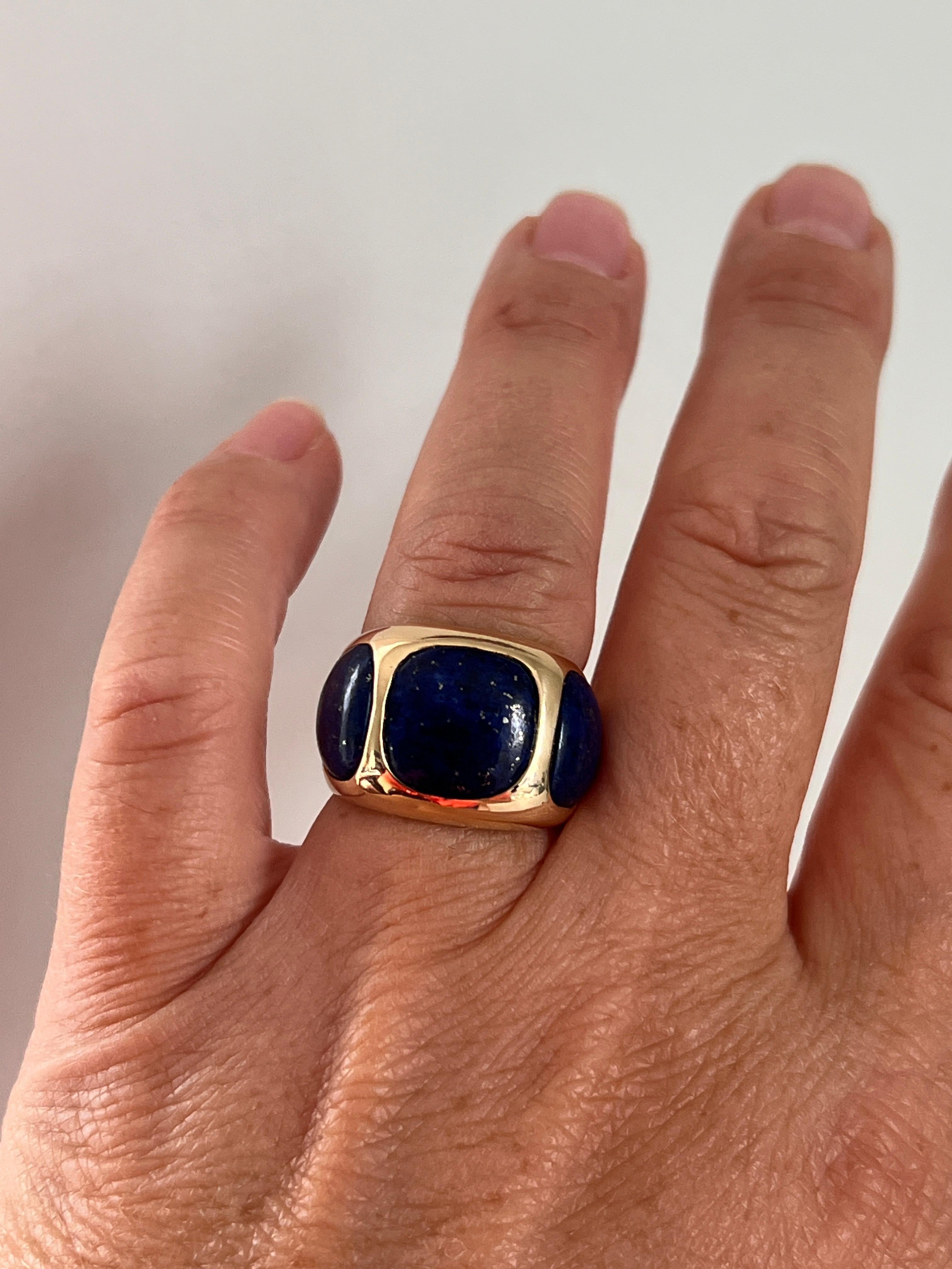 Contemporary Lapis Lazuli 14k Yellow Gold Statement Ring en vente 4