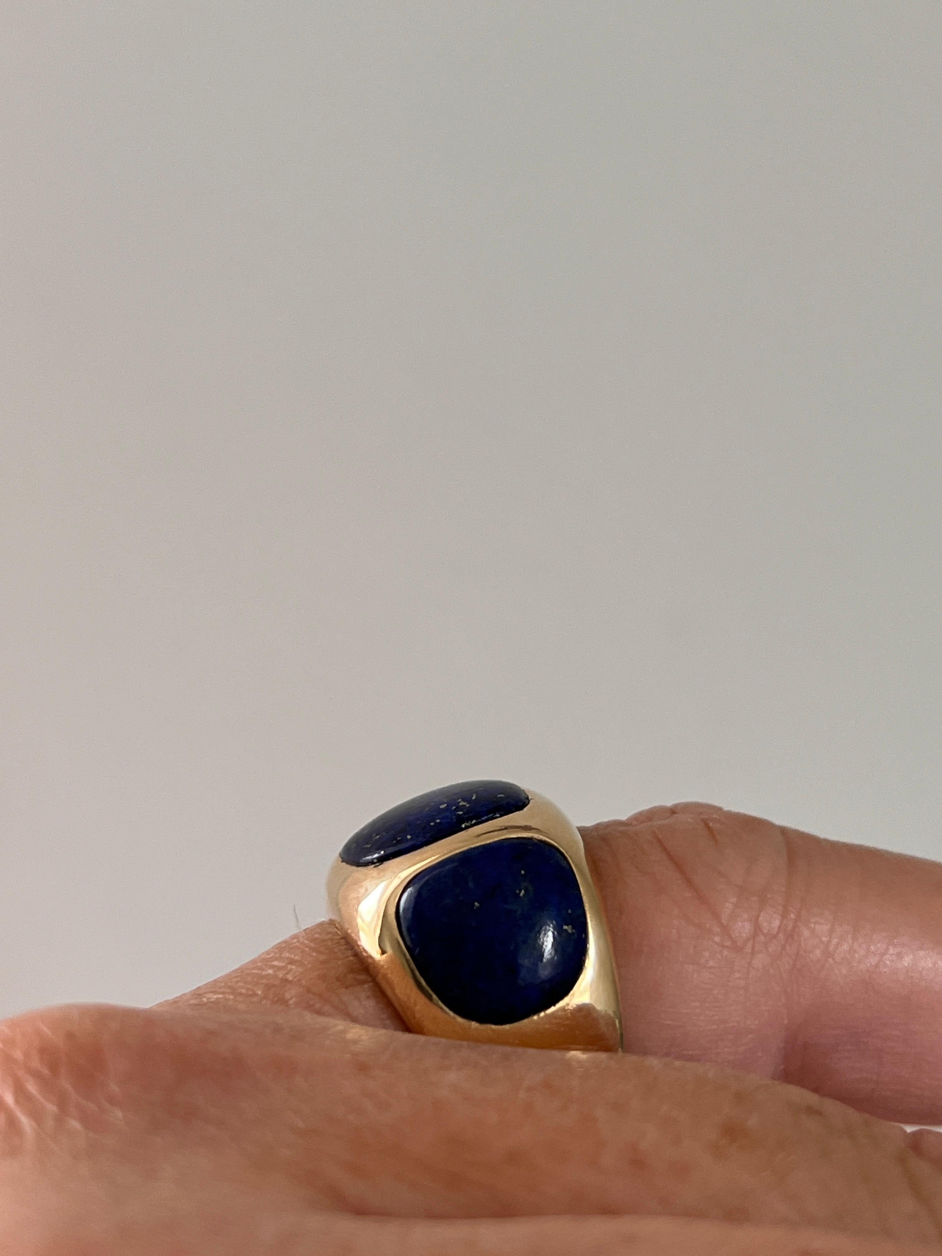 Contemporary Lapis Lazuli 14k Yellow Gold Statement Ring en vente 5