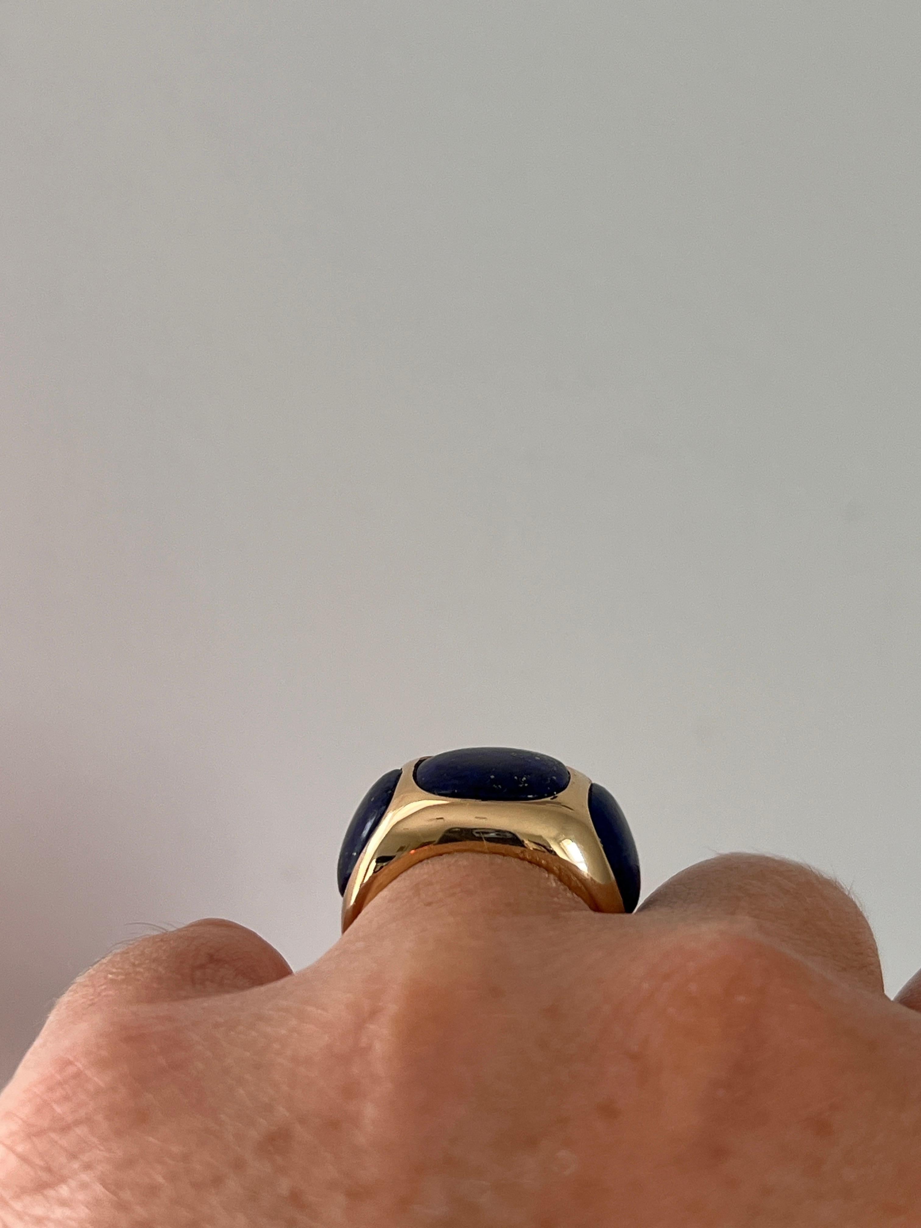 Contemporary Lapis Lazuli 14k Yellow Gold Statement Ring en vente 6