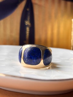 Contemporary Lapis Lazuli 14k Yellow Gold Statement Ring