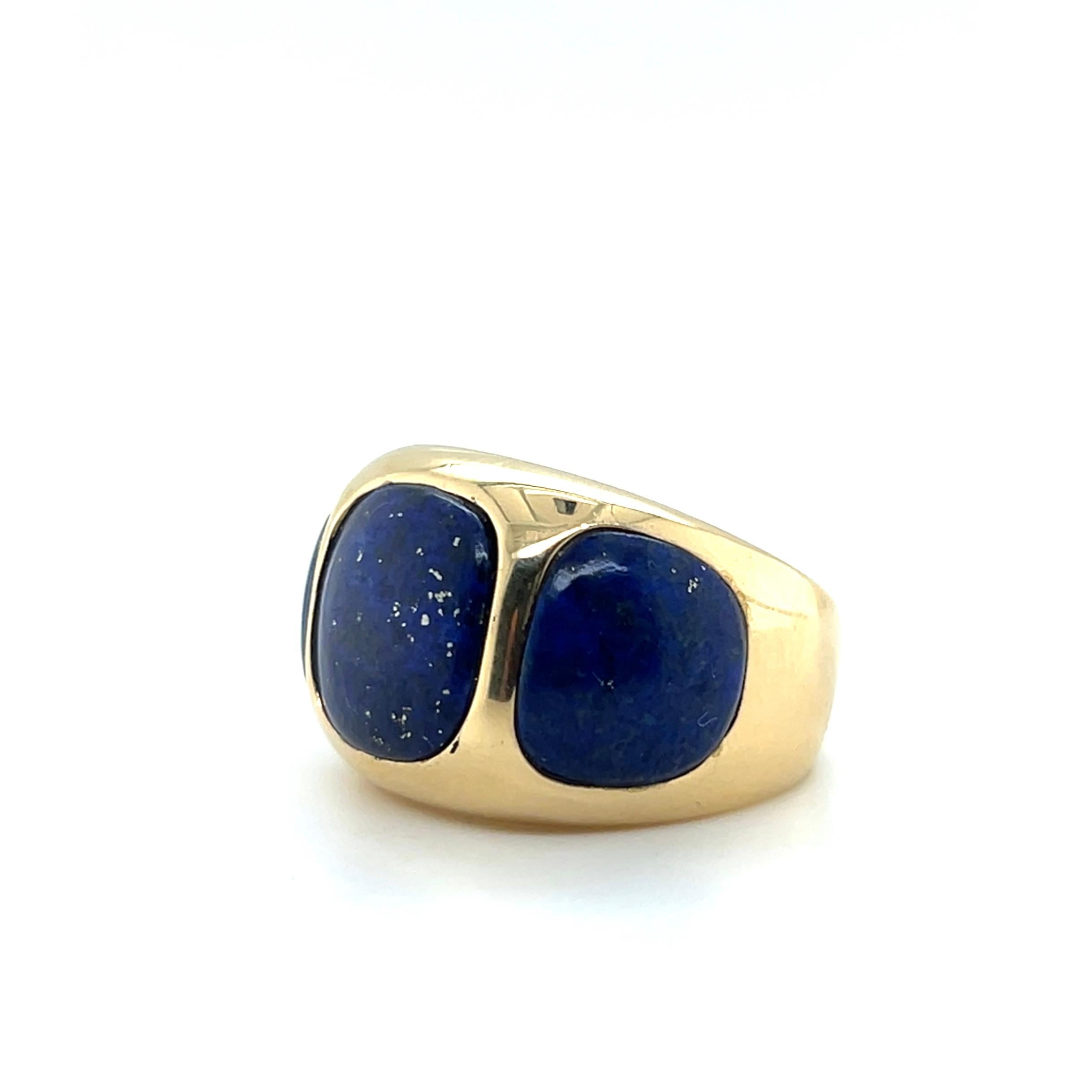 Contemporary Lapis Lazuli 14k Yellow Gold Statement Ring Bon état - En vente à Towson, MD