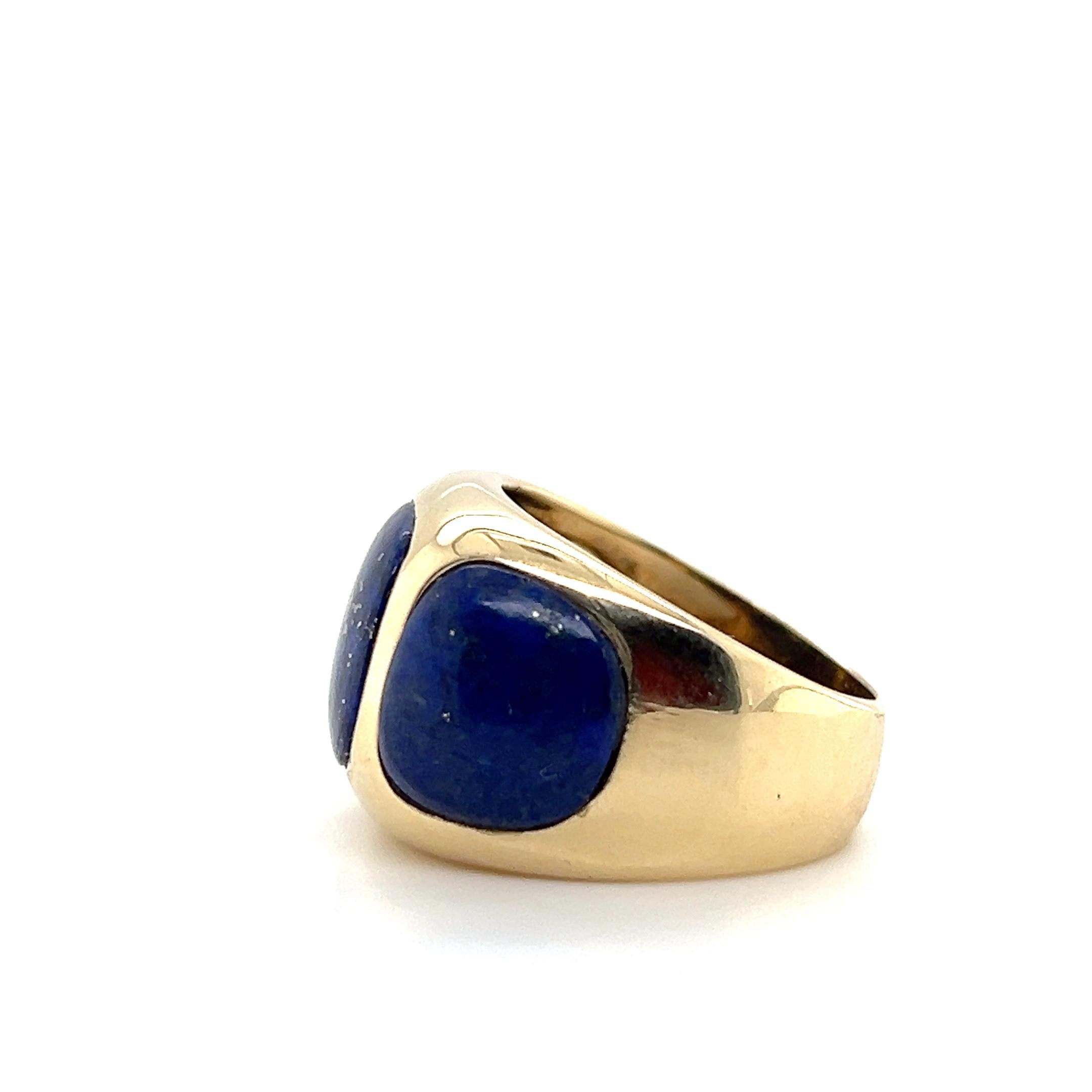 Contemporary Lapis Lazuli 14k Yellow Gold Statement Ring en vente 1
