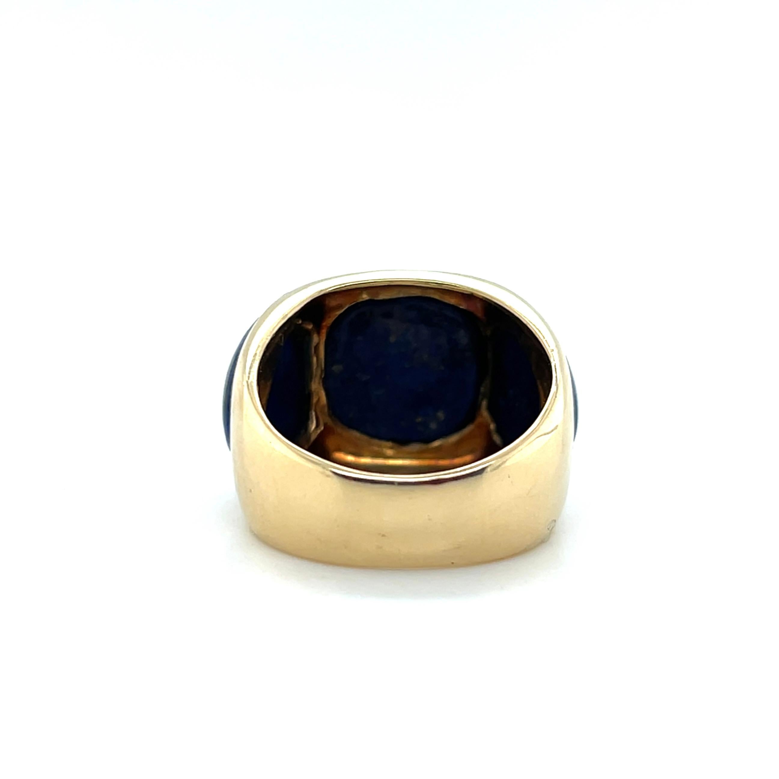 Contemporary Lapis Lazuli 14k Yellow Gold Statement Ring en vente 2