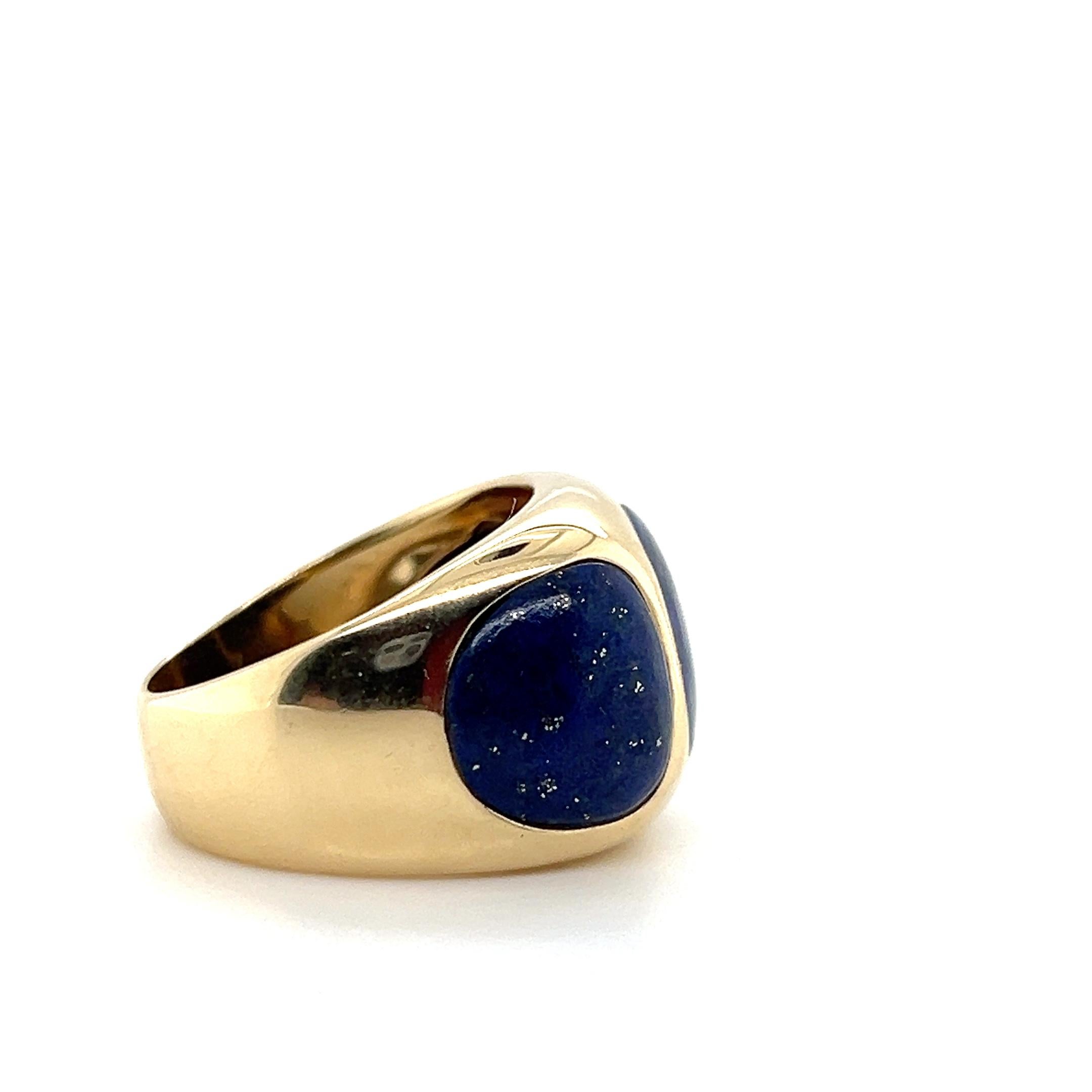 Contemporary Lapis Lazuli 14k Yellow Gold Statement Ring en vente 3