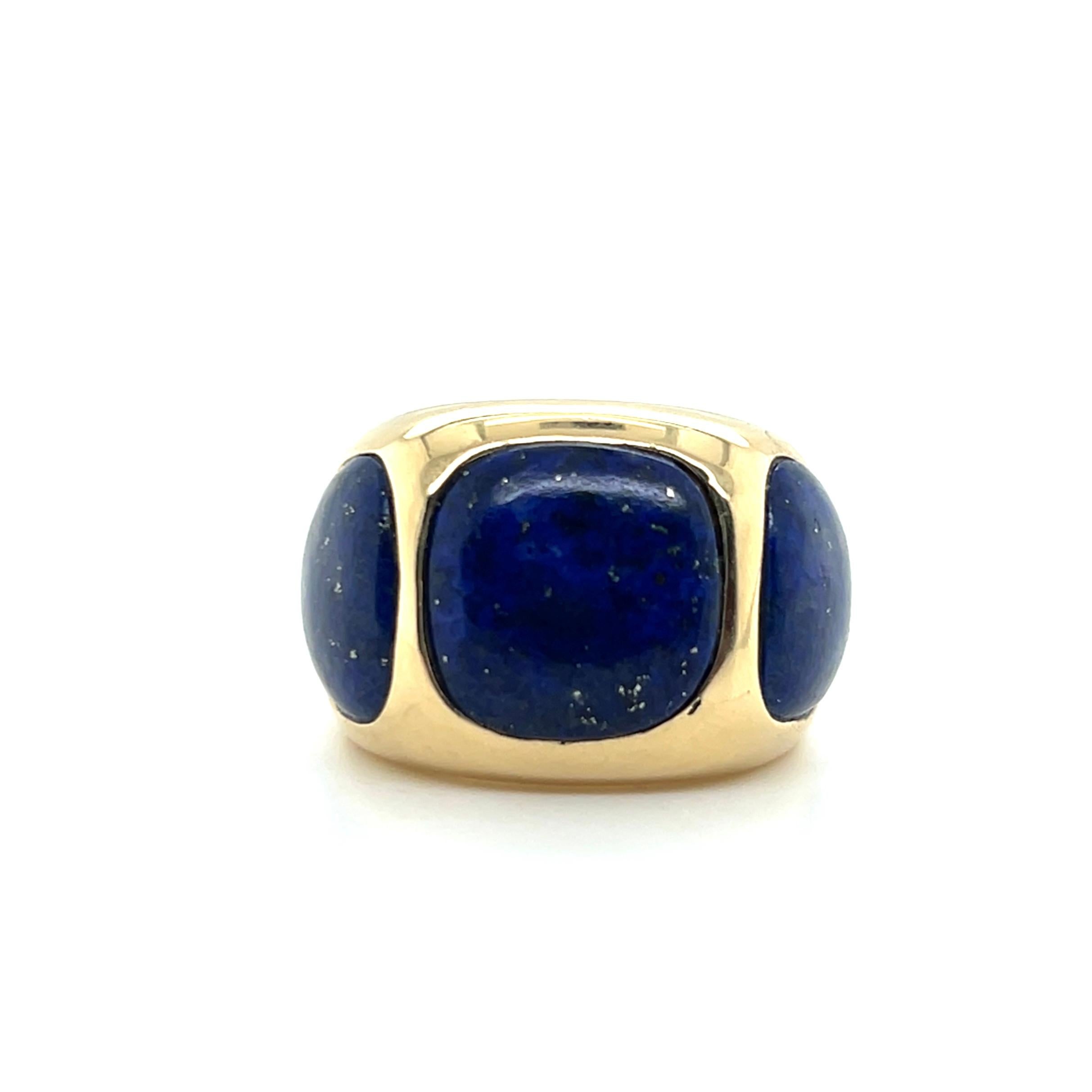 Contemporary Lapis Lazuli 14k Yellow Gold Statement Ring