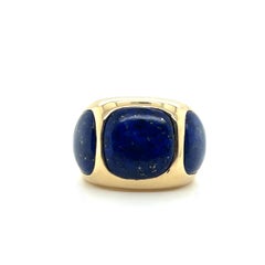 Contemporary Lapis Lazuli 14k Yellow Gold Statement Ring
