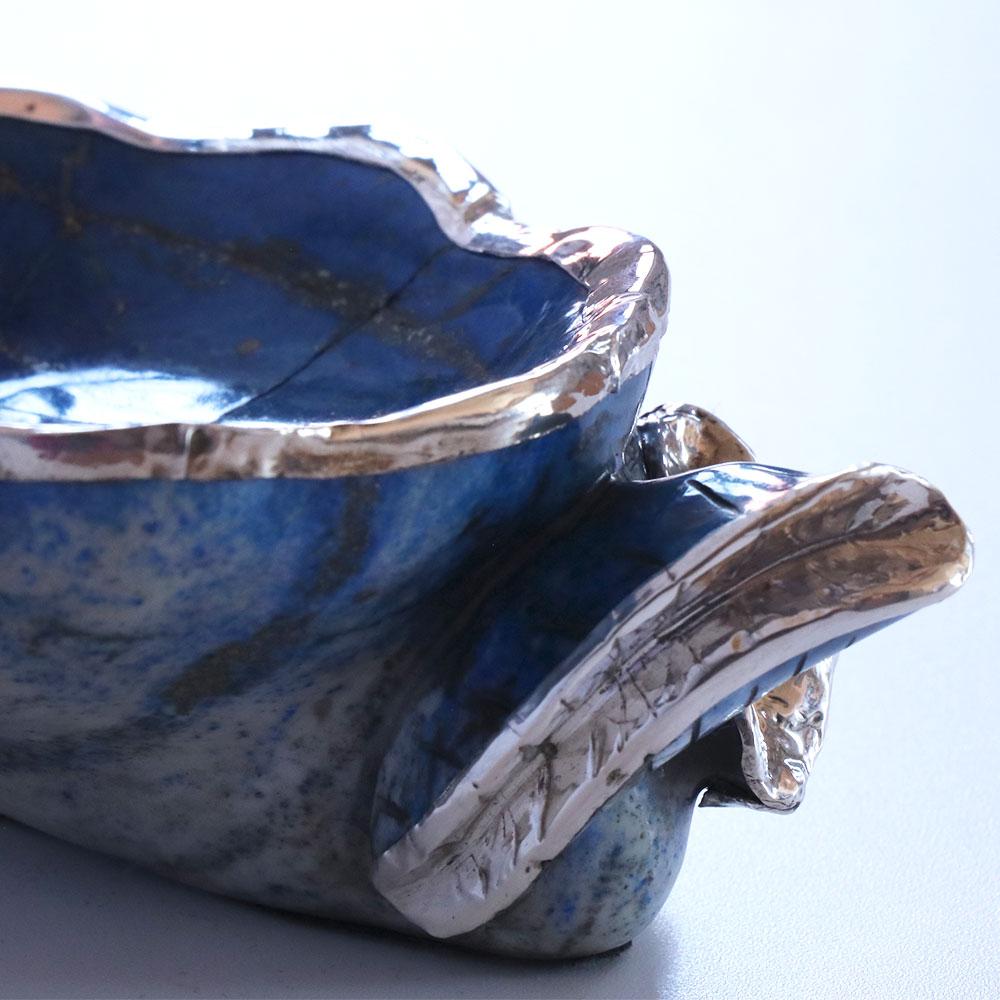 Contemporary Lapis Lazuli Ashtray by Alcino Silversmith with Sterling Silver 925 In New Condition For Sale In Porto, 13