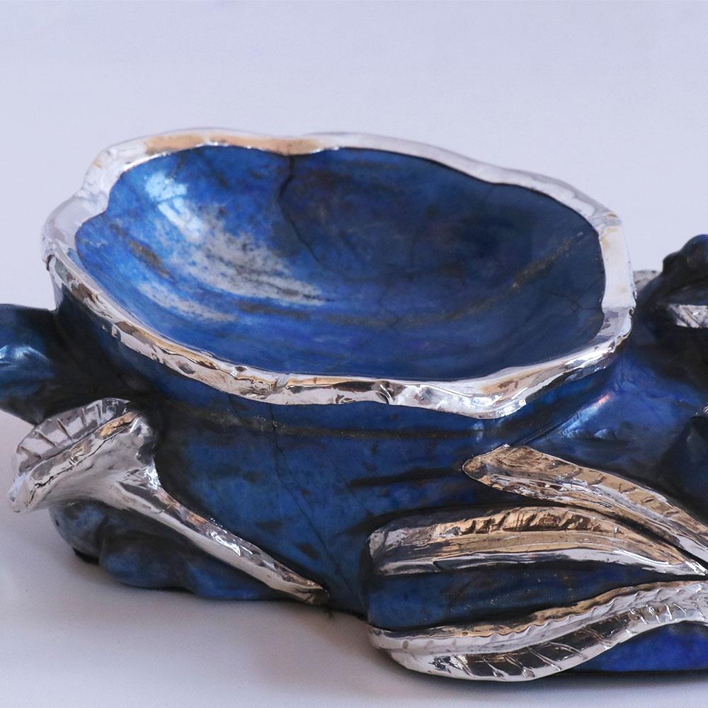 Contemporary Lapis Lazuli Ashtray by Alcino Silversmith with Sterling Silver 925 For Sale 1