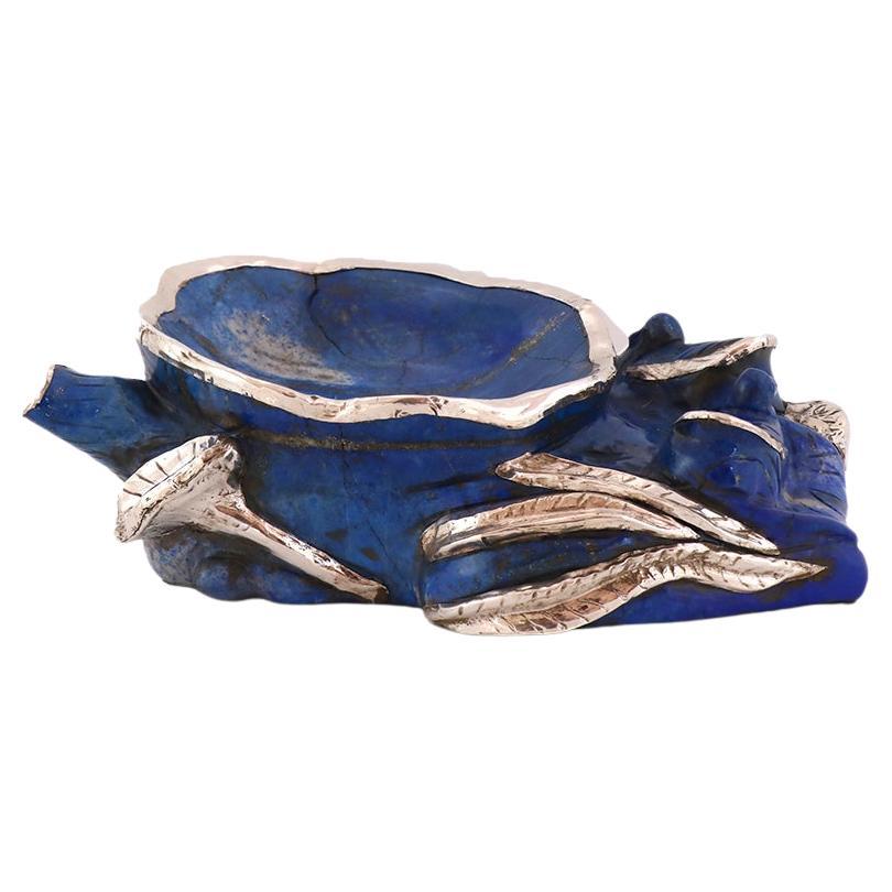 Contemporary Lapis Lazuli Ashtray by Alcino Silversmith with Sterling Silver 925 For Sale