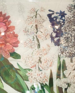 Contemporary Large Acrylic Serving Tray with Floral Printed Captured Linen