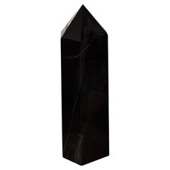 Contemporary Large Black Obsidian Obelisk / Crystal Point