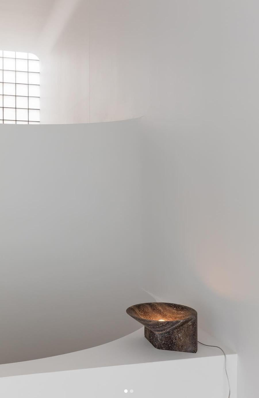 Contemporary Large Black Travertine Uplight by Henry Wilson For Sale 6