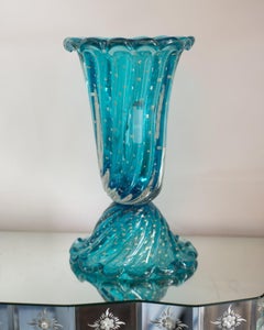 Contemporary Large Blue Murano Glass Vase