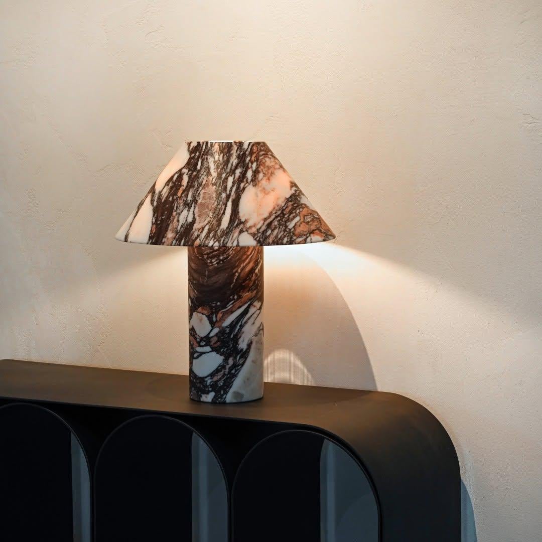 Marble Contemporary Large Calacatta Viola Pillar Lamp by Henry Wilson For Sale