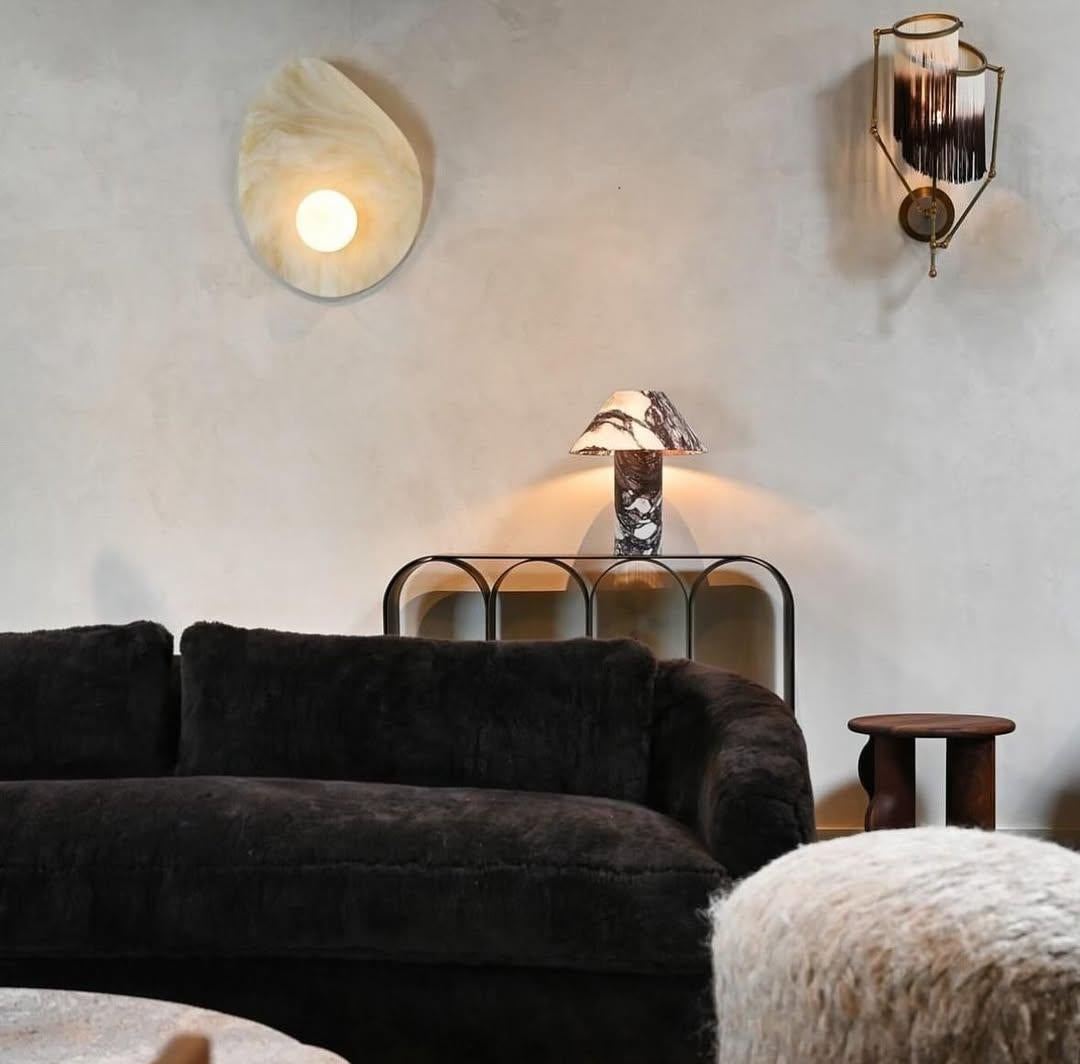 Contemporary Large Calacatta Viola Pillar Lamp by Henry Wilson For Sale 1