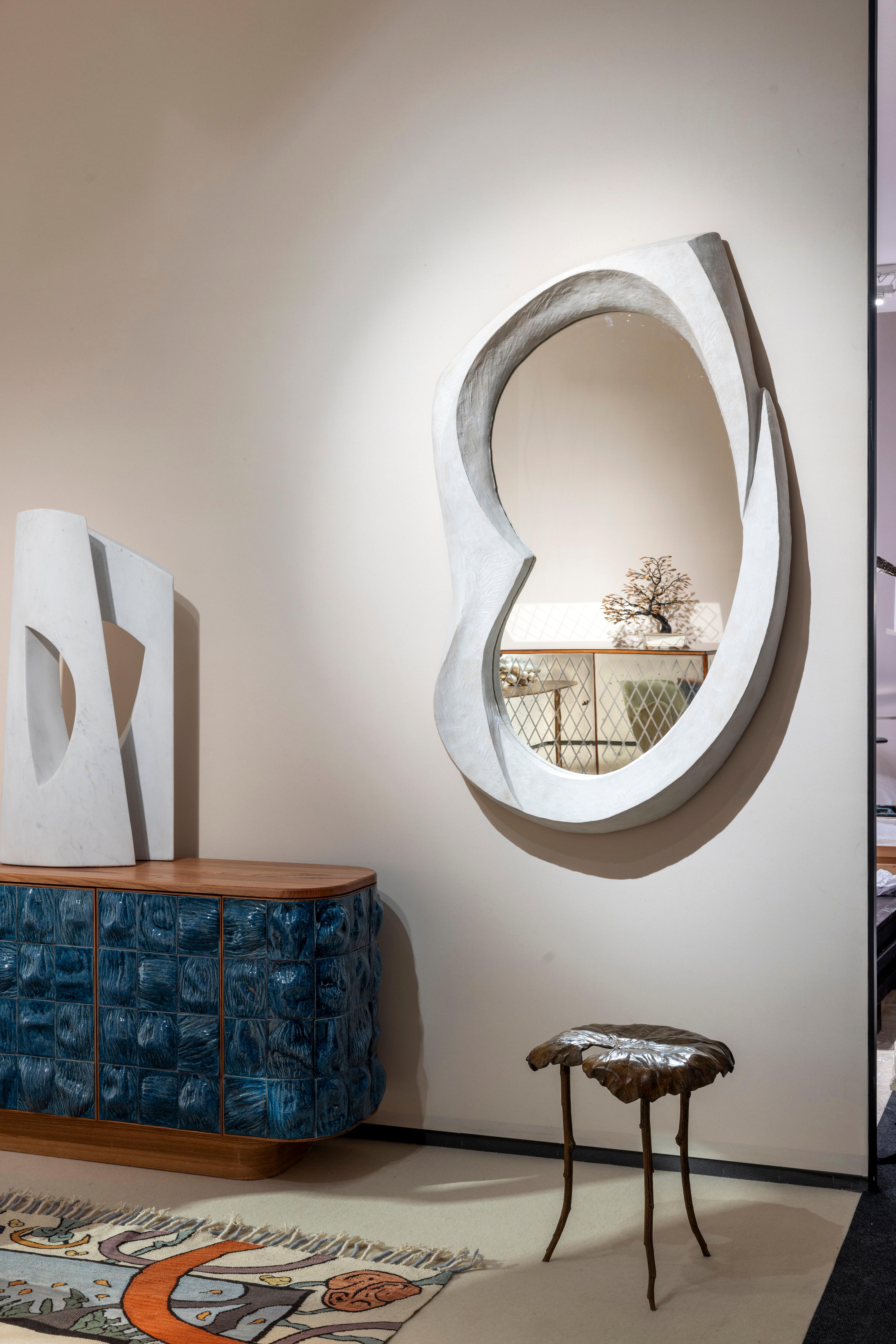 Fait main Grand miroir contemporain en céramique par Natasha Dakhli en vente
