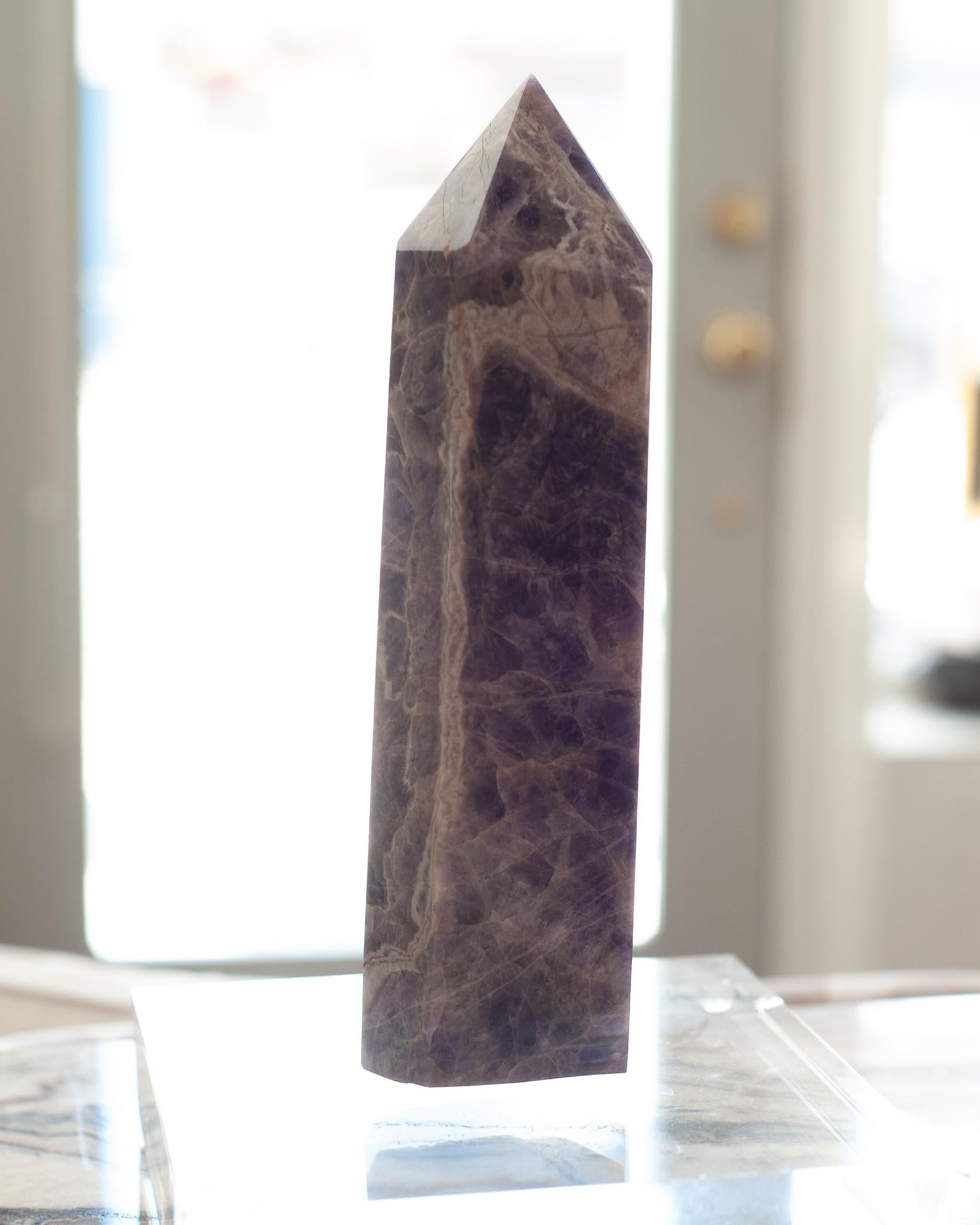 Contemporary Large Chevron Amethyst Obelisk / Crystal Point In New Condition For Sale In Toronto, ON