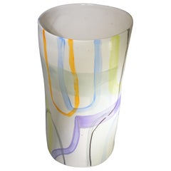 Contemporary Large Circular Abstract Multi-Color Bespoke Vase 
