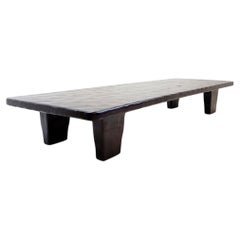 Contemporary Large coffee table in black hammered wood