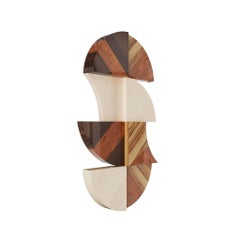 Contemporary Large Decorative Wall Art Wood Marquetry, Geometric Shapes
