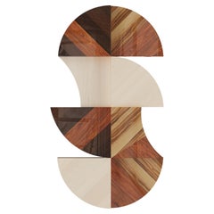 Art Decor contemporaneo di grandi dimensioni intarsiato in legno, forme geometriche