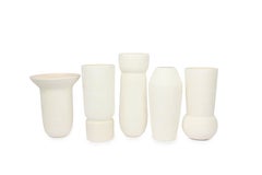 Contemporary Large Dew Vase #1 White Ceramic and Glaze, Handmade