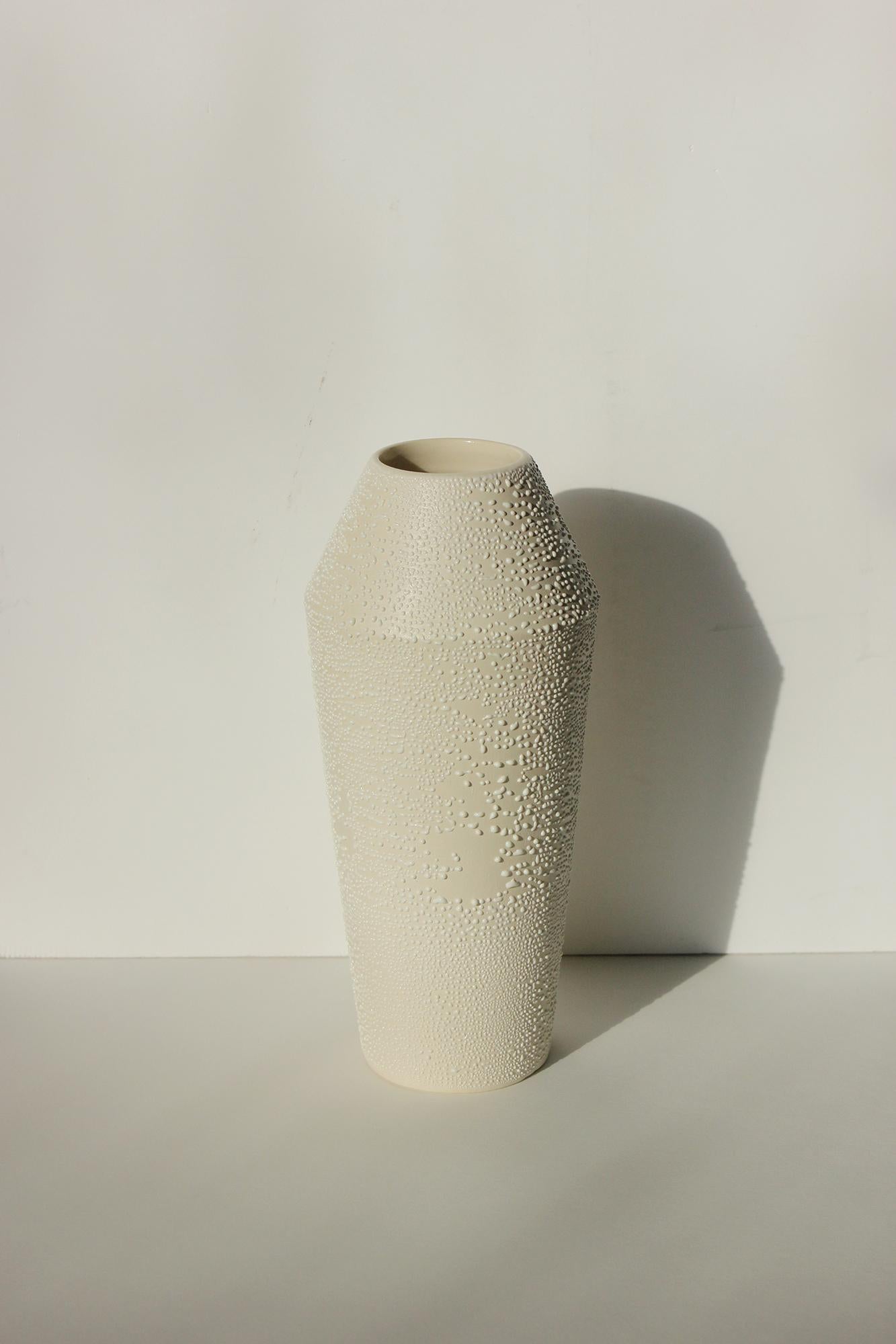 Modern Contemporary Large Dew Vase #1 White Ceramic and Glaze, Handmade