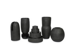 Contemporary Large Dew Vase #4 Black Ceramic and Glaze, Handmade