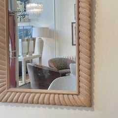 Contemporary Large & Elegant Rectangle Carved Blonde Wood Wall Mirror