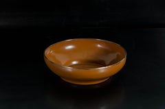 Contemporary Large Footed Bowl W/ Copper Rim in Mila Lacquer by Robert Kuo