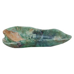 Contemporary Large Freeform Fluorite Green and Purple Banded Bowl
