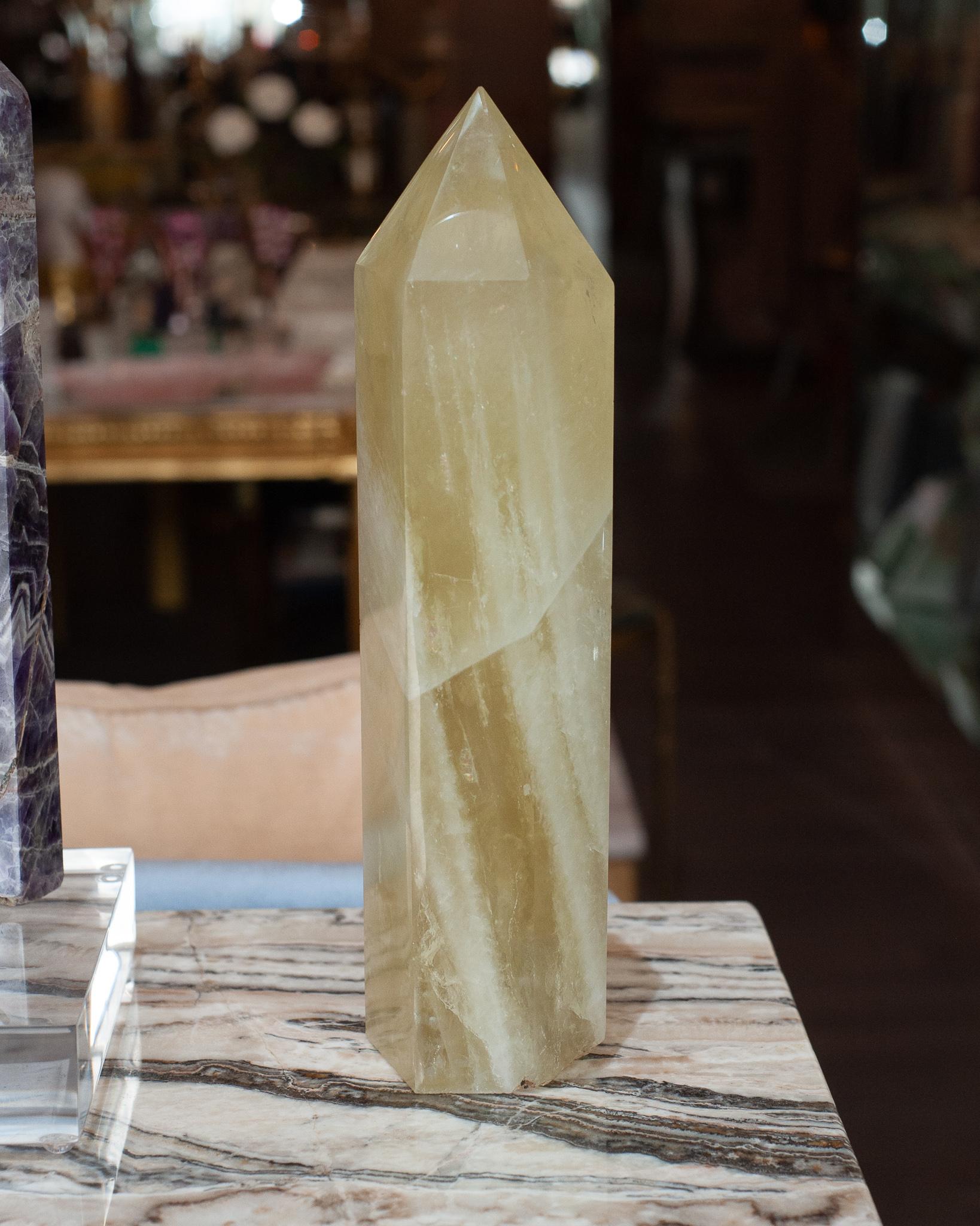 Invite healing energy into your home with a contemporary large green onyx crystal point / obelisk. Gorgeous in a collection, or as a stand alone statement piece. Obelisks are symbols of protection, defence and stability. Crystal points are often