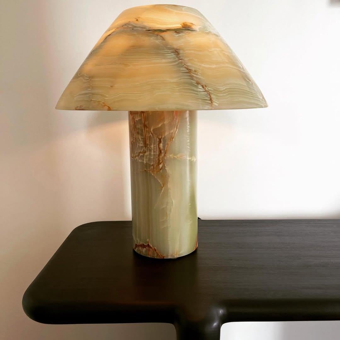 Contemporary Large Honey Onyx Pillar Lamp by Henry Wilson For Sale 2