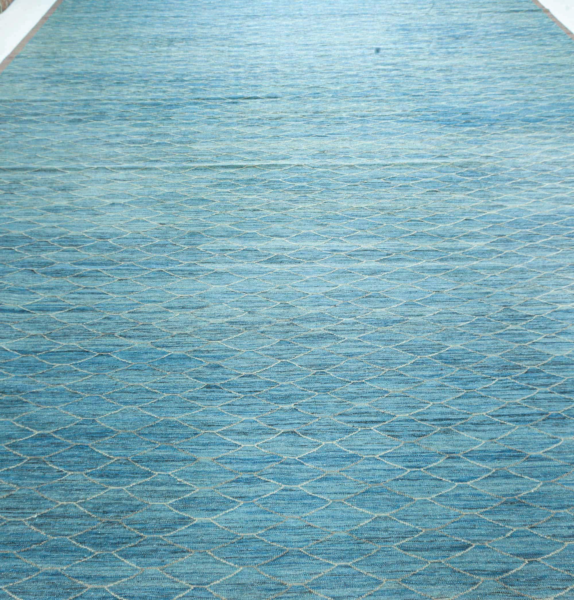 Contemporary large Kilim blue rug by Doris Leslie Blau
Size: 15'1