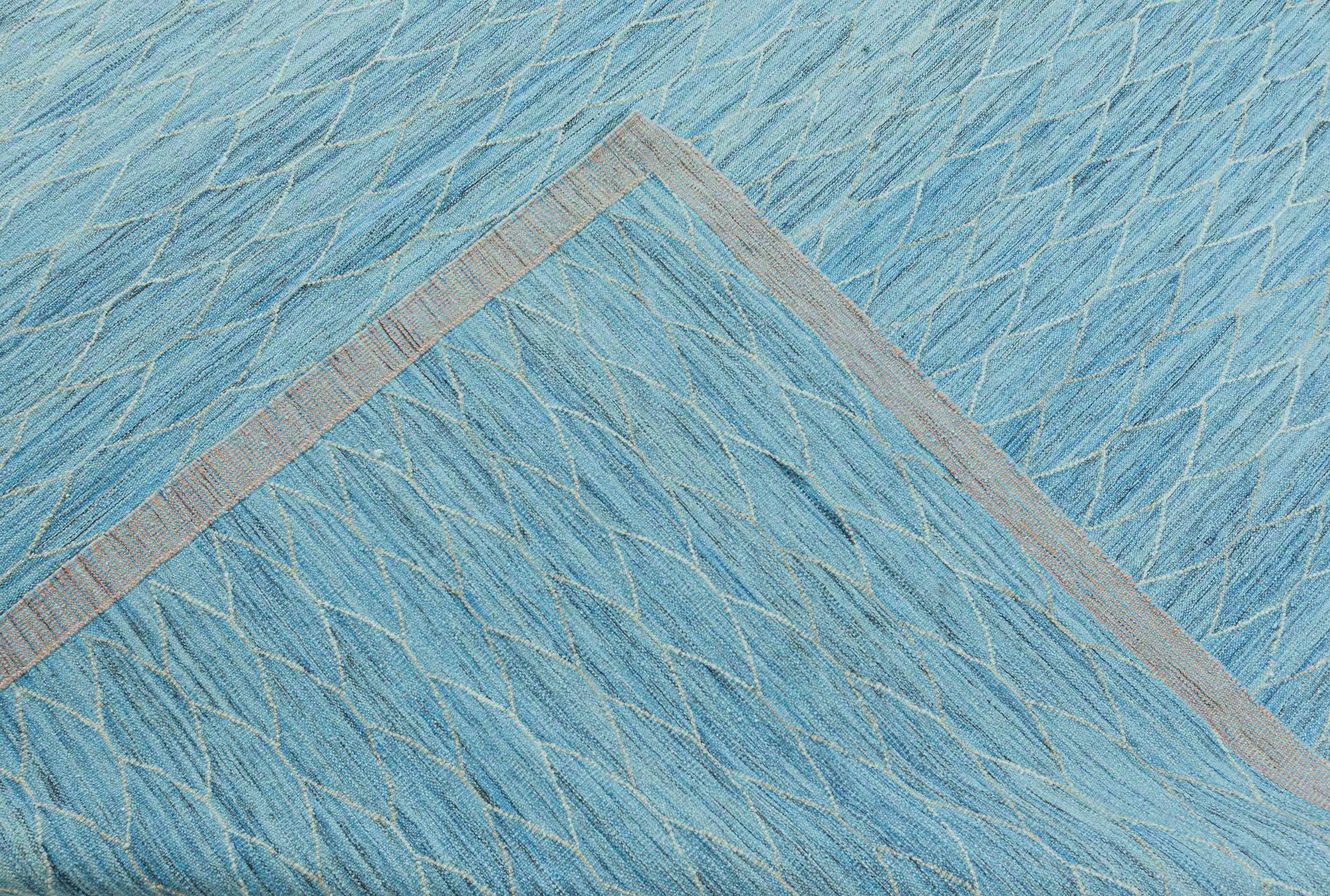 Contemporary Large Kilim Blue Rug by Doris Leslie Blau For Sale 1