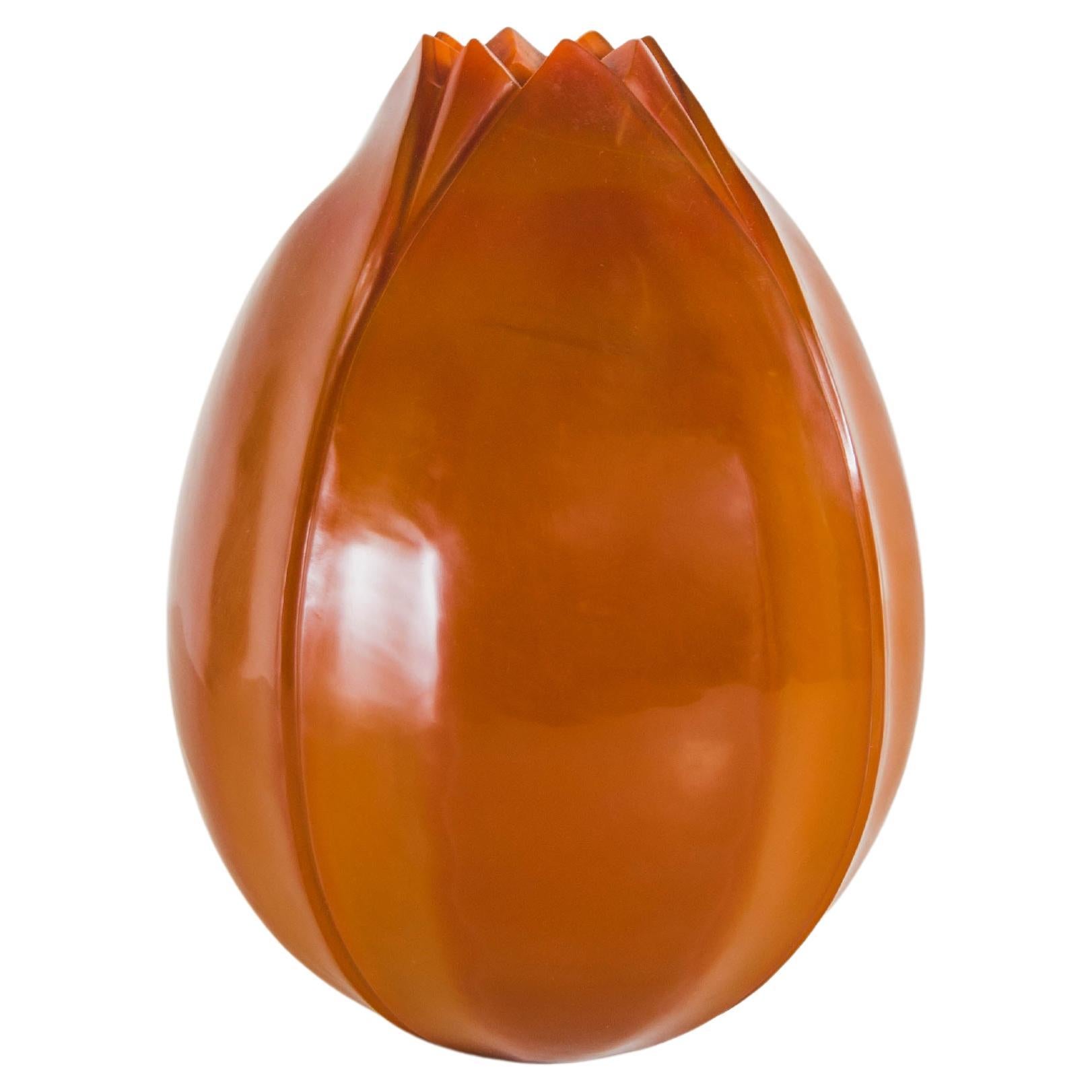 Contemporary Large Lotus Bud Shape Vase in Mila Peking Glass by Robert Kuo