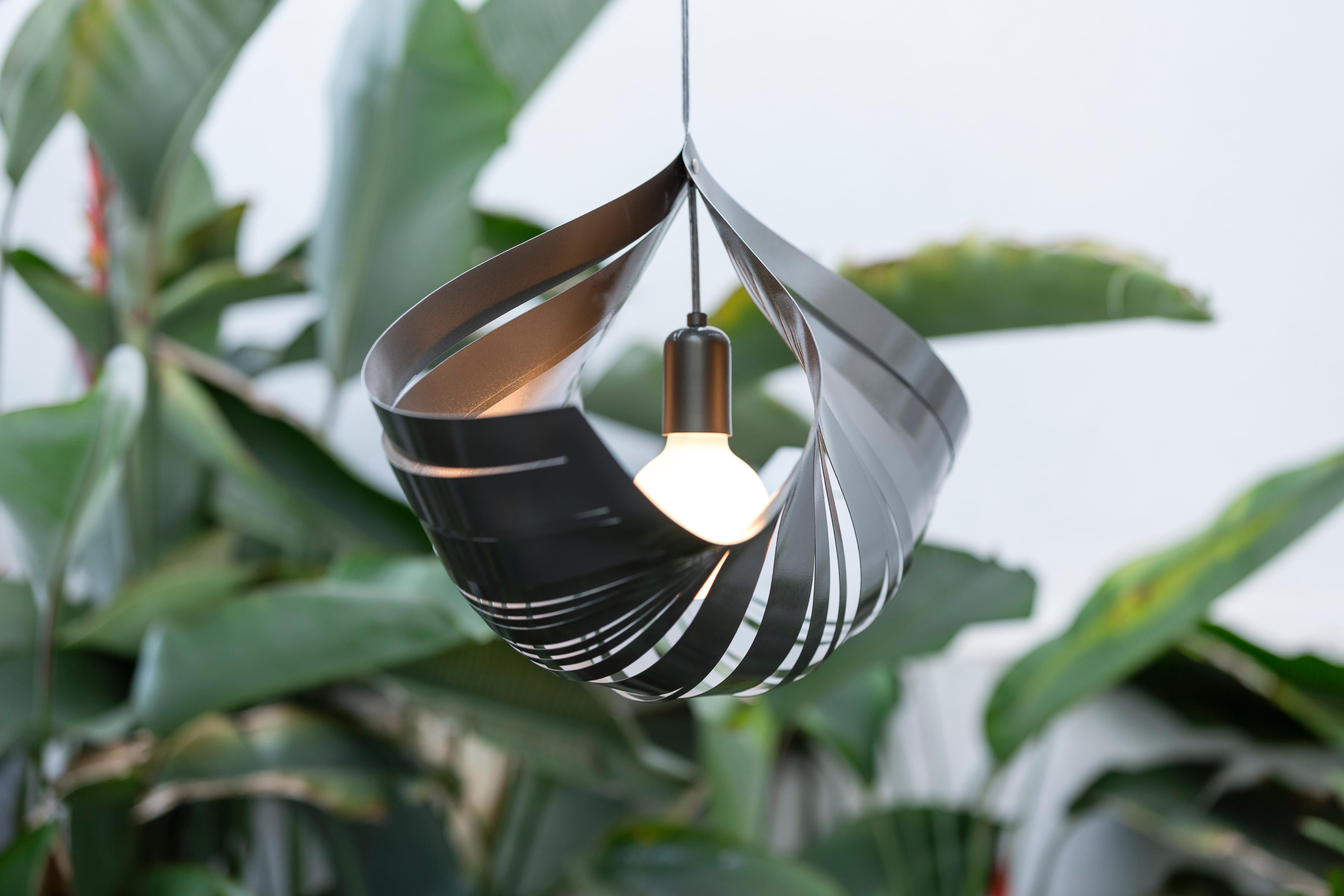 Brazilian Contemporary Large Metal Pendant Lamp by Andrea Macruz For Sale