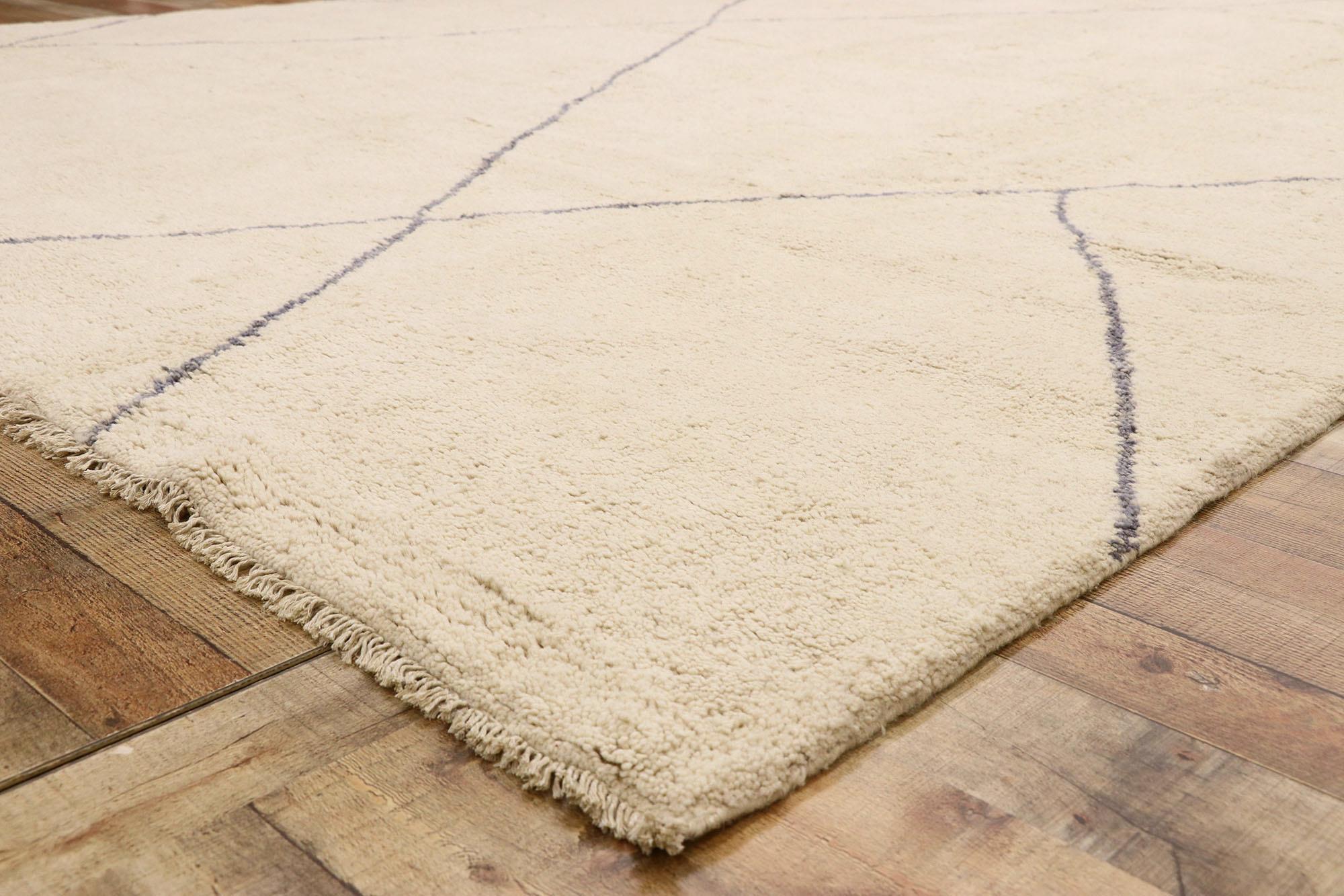 Contemporary Moroccan Rug, Organic Modern Meets Subtle Shibui For Sale 1