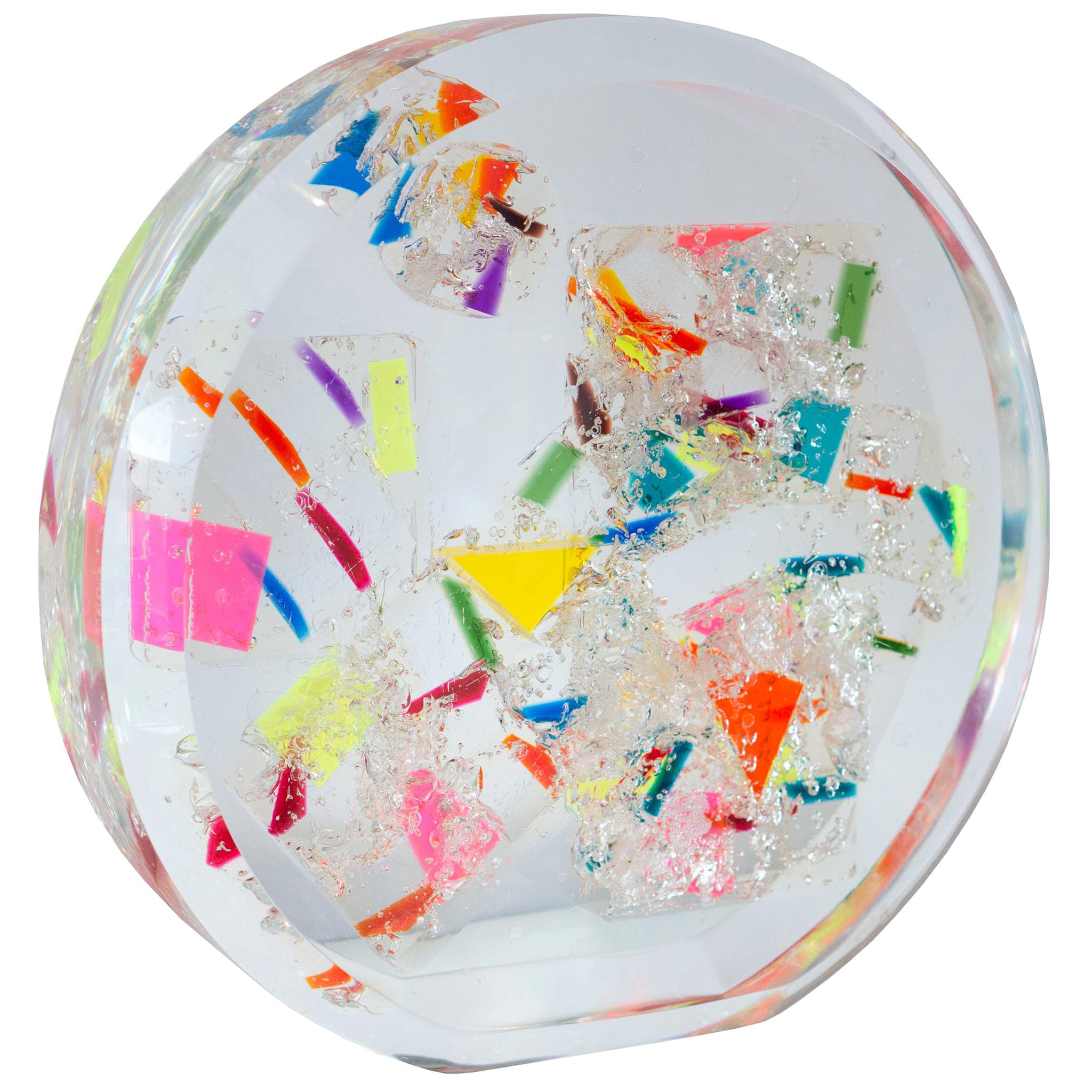 Contemporary Large Multi-Colored Acrylic Round Sphere Sculpture