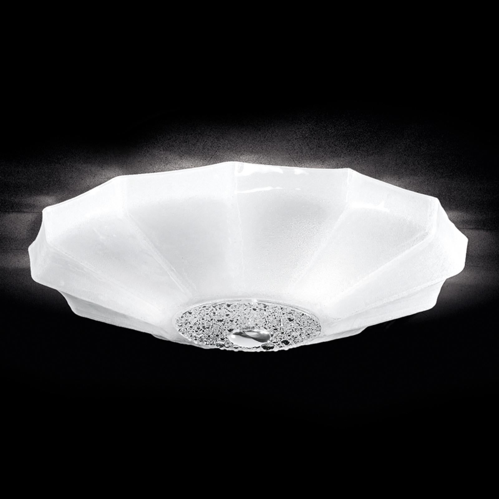 Contemporary murano glass ceiling light or flush mount made with a unique huge 
