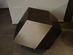 Contemporary Large Pair French Polyhedral Bases Perforated Metal