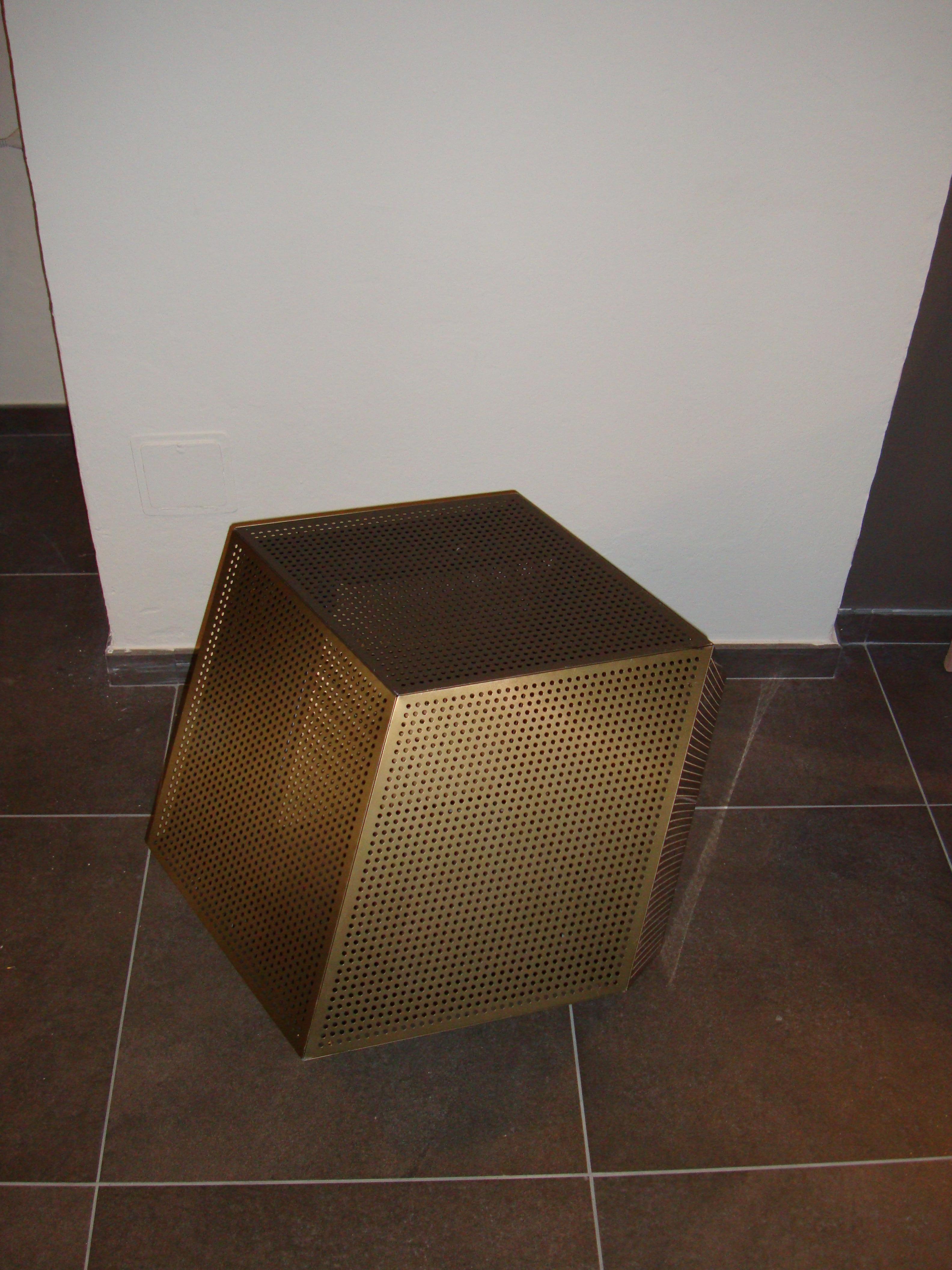 Modern Contemporary Large Pair French Polyhedral Bases Perforated Metal For Sale