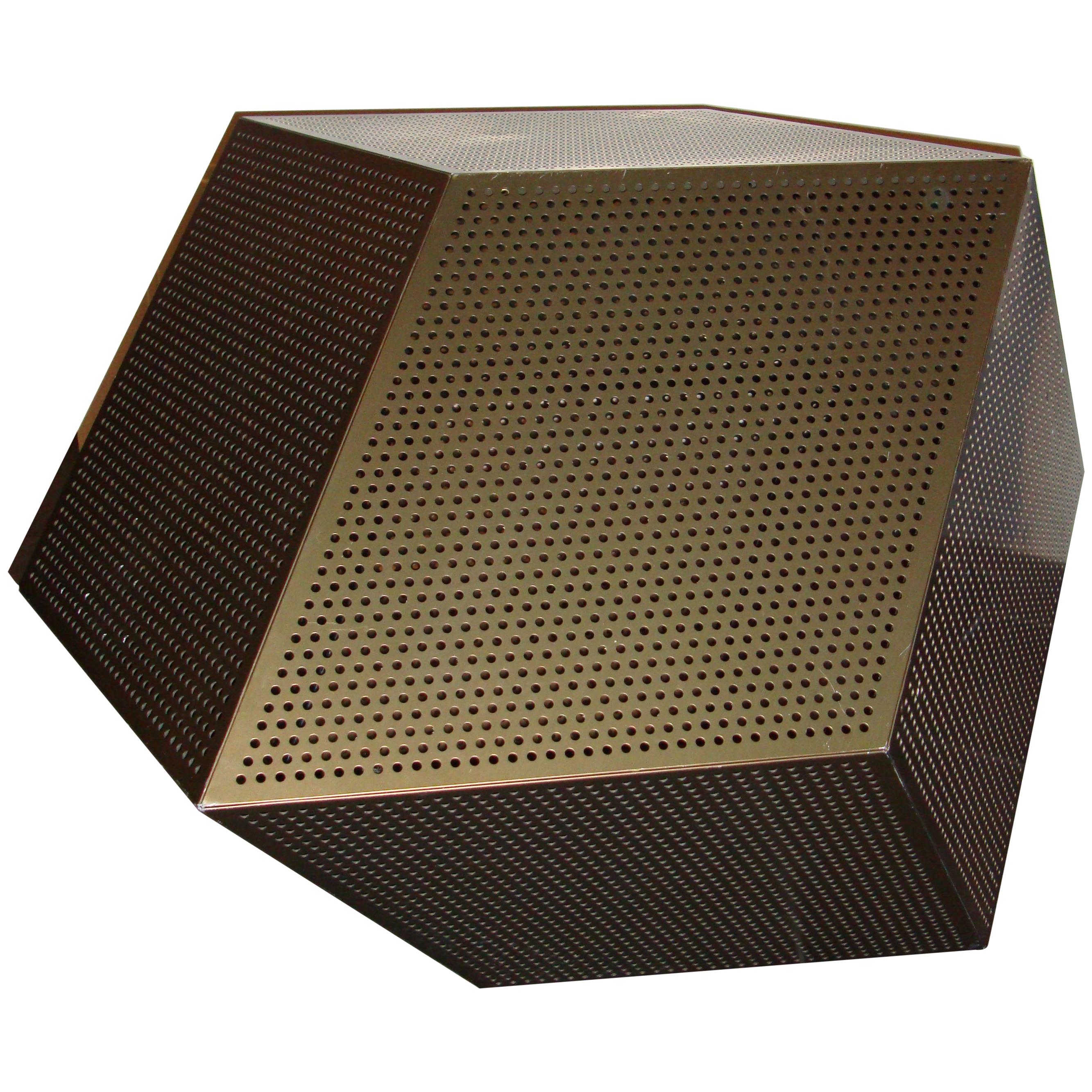 Contemporary Large Pair French Polyhedral Bases Perforated Metal For Sale