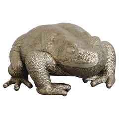 Contemporary Large Repoussé Toad Sculpture in White Bronze by Robert Kuo