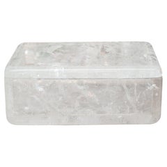Contemporary Large Rock Crystal Clear Quartz Box with Lid
