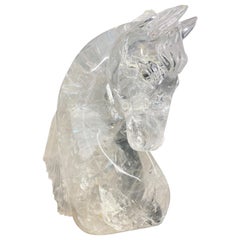 Contemporary Large Rock Crystal Hand Carved Horse Sculpture