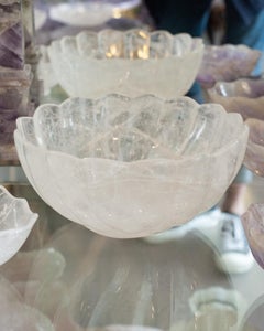 Contemporary Large Scale Scalloped Rock Crystal Bowl with Foot