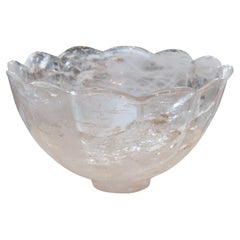 Contemporary Large Scale Scalloped Rock Crystal Bowl with Foot