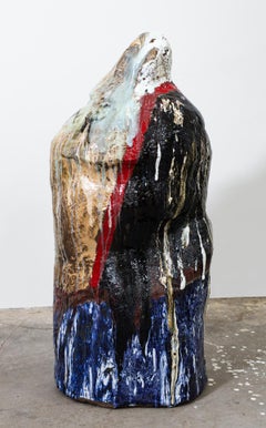 Contemporary Large Sculpture "Stone" by Galia Linn, Floor Sculpture Clay